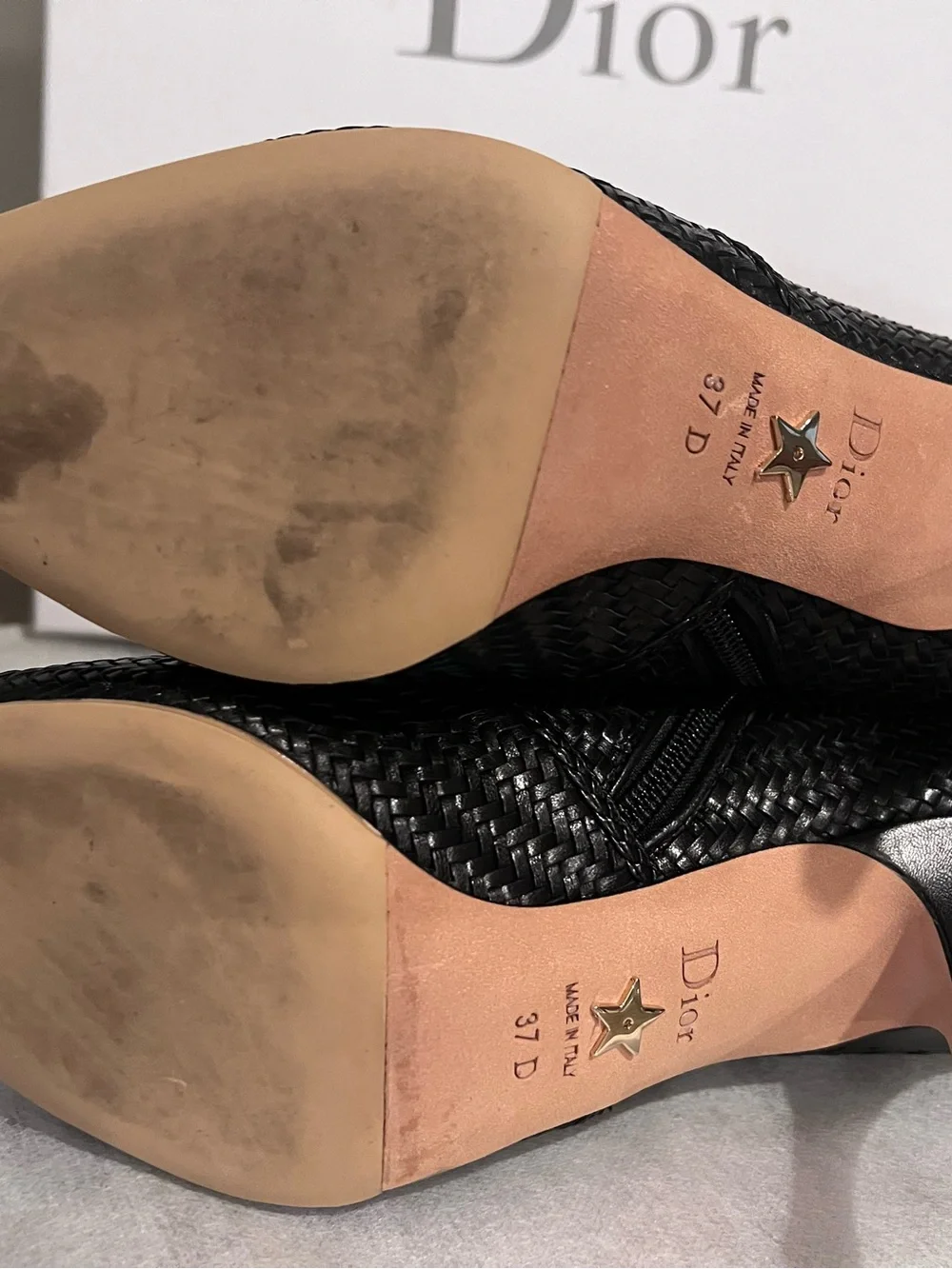 Christian Dior District Black Woven Pointed-Toe Ankle Boots